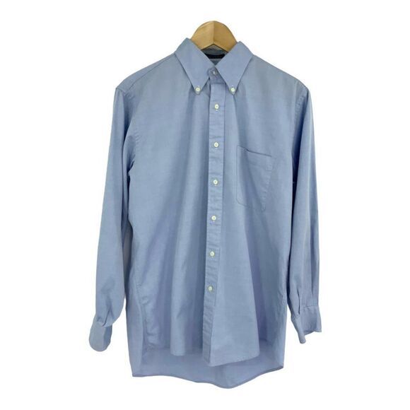 Nordstrom Classic Blue 100% Long Staple Cotton 2x2 Pinpoint Button Down 15.5  32 - Picture 1 of 5